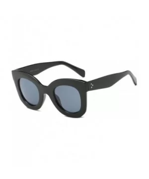 Women Fashion Round Cat Eye Oversized Designer Sunglasses - Black - CY18I6AMXNH $7.80 Round