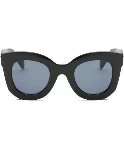 Women Fashion Round Cat Eye Oversized Designer Sunglasses - Black - CY18I6AMXNH $7.80 Round