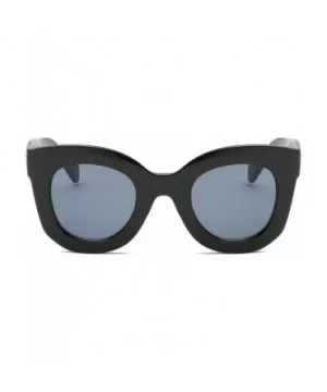 Women Fashion Round Cat Eye Oversized Designer Sunglasses - Black - CY18I6AMXNH $7.80 Round