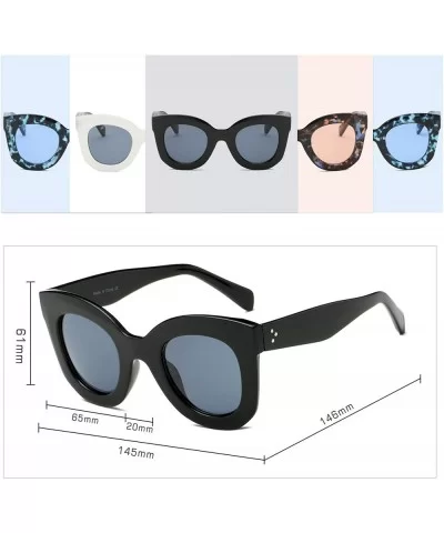 Women Fashion Round Cat Eye Oversized Designer Sunglasses - Black - CY18I6AMXNH $7.80 Round