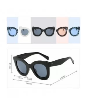 Women Fashion Round Cat Eye Oversized Designer Sunglasses - Black - CY18I6AMXNH $7.80 Round