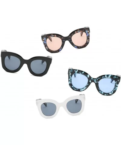 Women Fashion Round Cat Eye Oversized Designer Sunglasses - Black - CY18I6AMXNH $7.80 Round