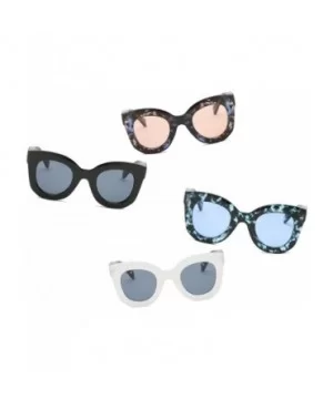 Women Fashion Round Cat Eye Oversized Designer Sunglasses - Black - CY18I6AMXNH $7.80 Round