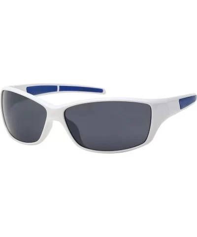 Sports Wrap Sunglasses w/Flash Mirror Lens 570086MMT-FM - White - C612JP3J11D $5.95 Wrap