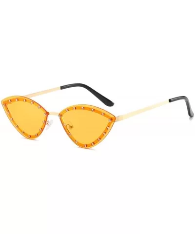 Frameless diamond sun glasses for women-Golden frame orange slice - CU1983CXMMY $29.78 Oval