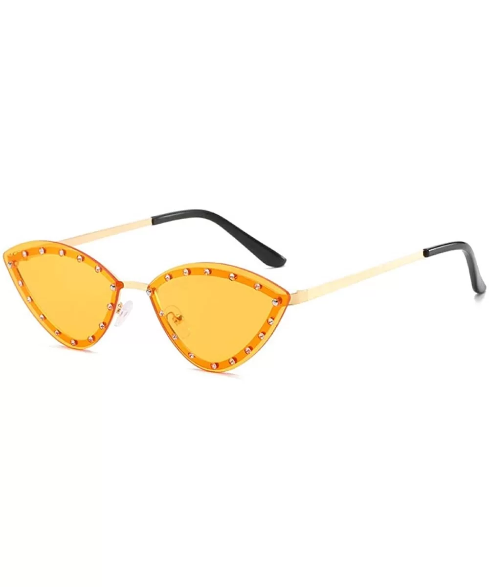 Frameless diamond sun glasses for women-Golden frame orange slice - CU1983CXMMY $29.78 Oval