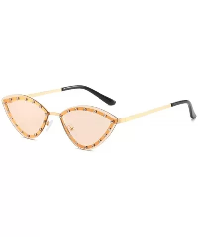 Frameless diamond sun glasses for women-Golden frame orange slice - CU1983CXMMY $29.78 Oval