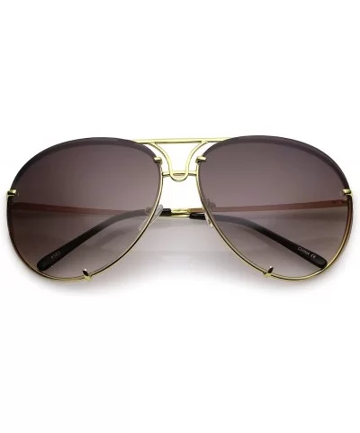 Oversize Rimless Metal Slim Arms Tinted Lens Aviator Sunglasses 68mm - Gold / Lavender - CP1822O0Y6C $6.91 Oversized