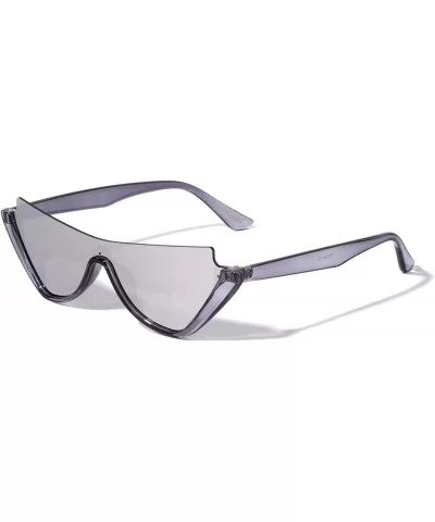 Semi Rimless Diagonal Top Sharp One Piece Shield Lens Cat Eye Sunglasses - Grey Crystal - CK1993T7GYY $11.38 Rimless