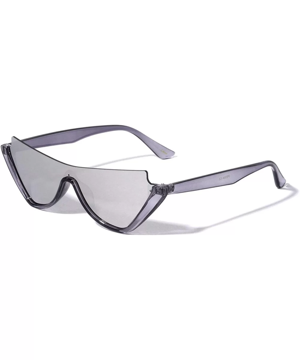 Semi Rimless Diagonal Top Sharp One Piece Shield Lens Cat Eye Sunglasses - Grey Crystal - CK1993T7GYY $11.38 Rimless