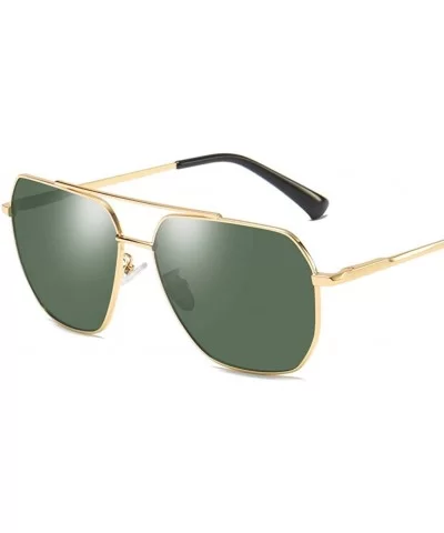 Square Pilot Polarized Sunglasses for Men Driving UV400 Protection - Gold Green - CQ18O4RS075 $6.85 Rectangular