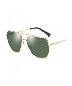 Square Pilot Polarized Sunglasses for Men Driving UV400 Protection - Gold Green - CQ18O4RS075 $6.85 Rectangular