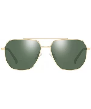 Square Pilot Polarized Sunglasses for Men Driving UV400 Protection - Gold Green - CQ18O4RS075 $6.85 Rectangular