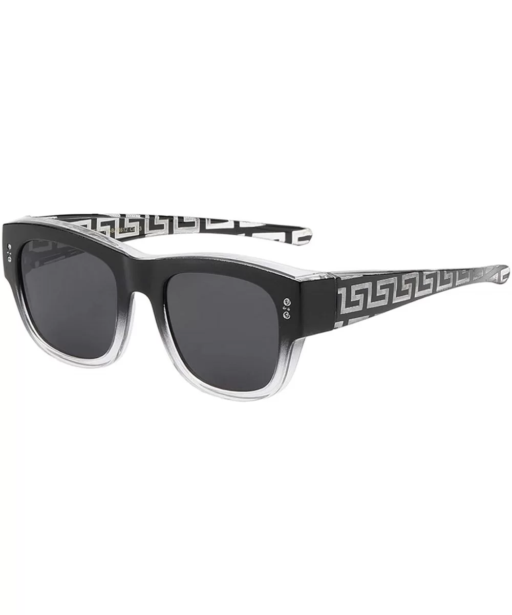 The Finesse Polarized Colorful Two Tone Ombre Fit Over OTG Rectangular Squared Sunglasses - Black - CK199N2UZMA $8.58 Square