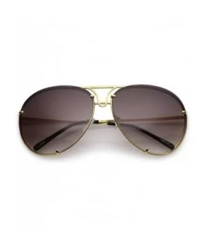 Oversize Rimless Metal Slim Arms Tinted Lens Aviator Sunglasses 68mm - Gold / Lavender - CP1822O0Y6C $6.91 Oversized