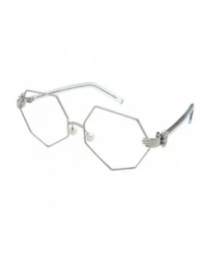 Vintage Style Angular Frames with Flat Lens 3136-FLCL - Silver - CB183G2LKM5 $7.60 Oversized