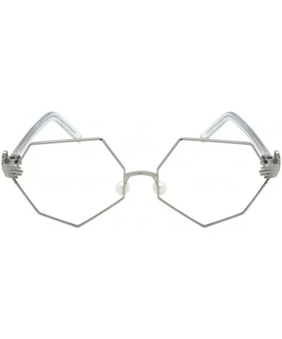 Vintage Style Angular Frames with Flat Lens 3136-FLCL - Silver - CB183G2LKM5 $7.60 Oversized