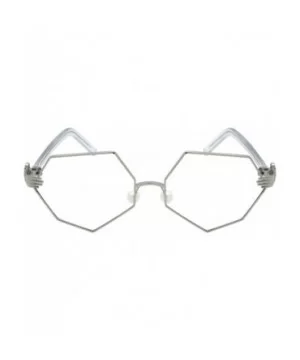 Vintage Style Angular Frames with Flat Lens 3136-FLCL - Silver - CB183G2LKM5 $7.60 Oversized