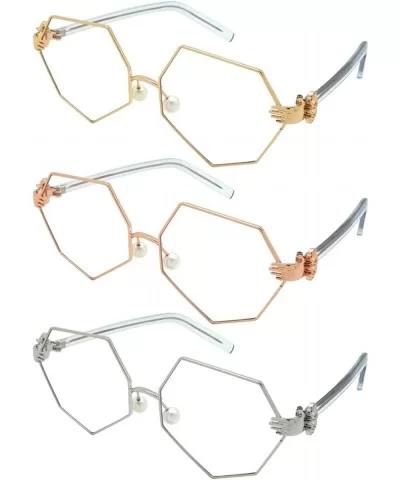 Vintage Style Angular Frames with Flat Lens 3136-FLCL - Silver - CB183G2LKM5 $7.60 Oversized