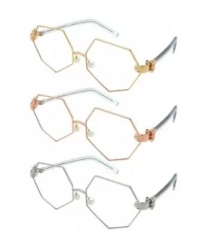 Vintage Style Angular Frames with Flat Lens 3136-FLCL - Silver - CB183G2LKM5 $7.60 Oversized