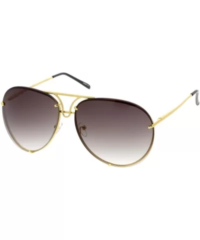 Oversize Rimless Metal Slim Arms Tinted Lens Aviator Sunglasses 68mm - Gold / Lavender - CP1822O0Y6C $6.91 Oversized