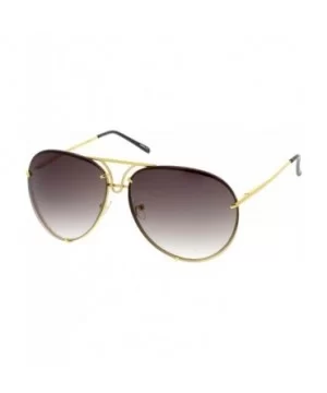 Oversize Rimless Metal Slim Arms Tinted Lens Aviator Sunglasses 68mm - Gold / Lavender - CP1822O0Y6C $6.91 Oversized