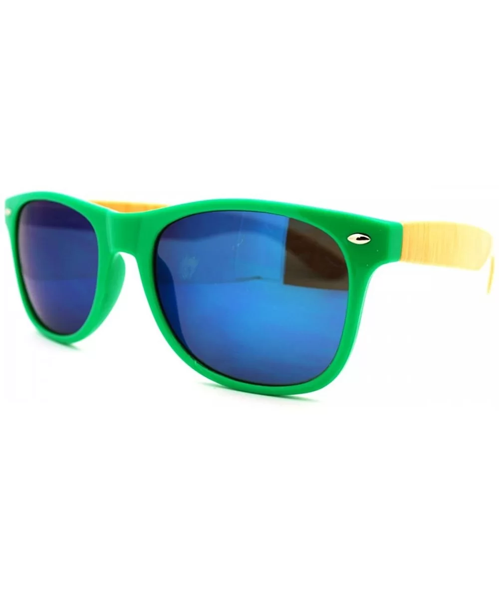 Multicolor Mirror Lens Square Sunglasses 2-tone Spring Hinge Frames - Green Yellow - C511EX1JI2P $6.24 Square