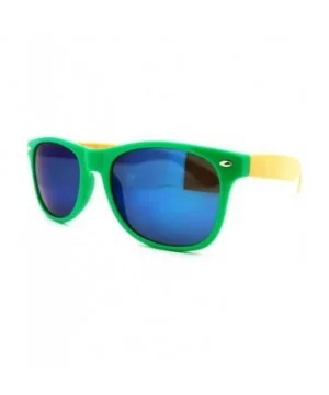 Multicolor Mirror Lens Square Sunglasses 2-tone Spring Hinge Frames - Green Yellow - C511EX1JI2P $6.24 Square