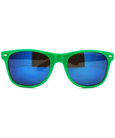 Multicolor Mirror Lens Square Sunglasses 2-tone Spring Hinge Frames - Green Yellow - C511EX1JI2P $6.24 Square