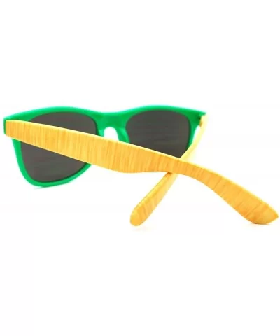 Multicolor Mirror Lens Square Sunglasses 2-tone Spring Hinge Frames - Green Yellow - C511EX1JI2P $6.24 Square