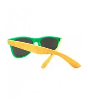 Multicolor Mirror Lens Square Sunglasses 2-tone Spring Hinge Frames - Green Yellow - C511EX1JI2P $6.24 Square