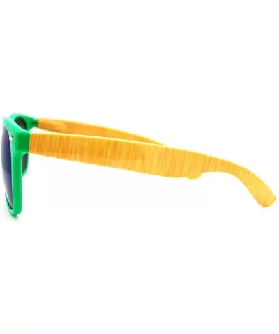 Multicolor Mirror Lens Square Sunglasses 2-tone Spring Hinge Frames - Green Yellow - C511EX1JI2P $6.24 Square