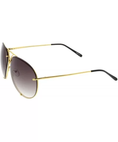 Oversize Rimless Metal Slim Arms Tinted Lens Aviator Sunglasses 68mm - Gold / Lavender - CP1822O0Y6C $6.91 Oversized