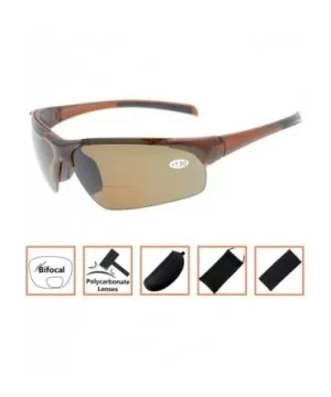 Bifocal Sunglasses with Wrap-Around Sport Design Half Frame for Men and Women - Brown - CE18C3KH33Z $18.89 Sport