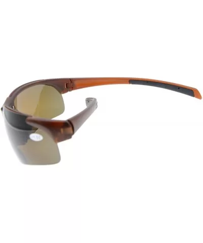 Bifocal Sunglasses with Wrap-Around Sport Design Half Frame for Men and Women - Brown - CE18C3KH33Z $18.89 Sport