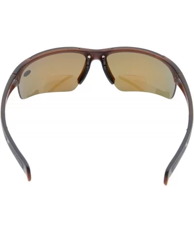 Bifocal Sunglasses with Wrap-Around Sport Design Half Frame for Men and Women - Brown - CE18C3KH33Z $18.89 Sport