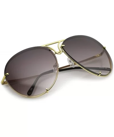 Oversize Rimless Metal Slim Arms Tinted Lens Aviator Sunglasses 68mm - Gold / Lavender - CP1822O0Y6C $6.91 Oversized