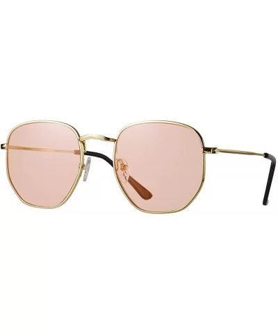 Small Hexagon Flat Lens Sunglasses for Women Men Vintage Hipster Style Polygon Aviator Sun Glasses - CS193K3I7KA $8.31 Aviator