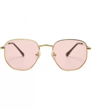 Small Hexagon Flat Lens Sunglasses for Women Men Vintage Hipster Style Polygon Aviator Sun Glasses - CS193K3I7KA $8.31 Aviator