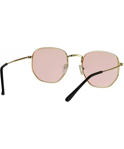 Small Hexagon Flat Lens Sunglasses for Women Men Vintage Hipster Style Polygon Aviator Sun Glasses - CS193K3I7KA $8.31 Aviator