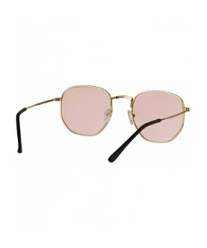 Small Hexagon Flat Lens Sunglasses for Women Men Vintage Hipster Style Polygon Aviator Sun Glasses - CS193K3I7KA $8.31 Aviator