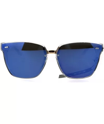 Mens Luxury Designer Fashion Horned Panel Lens Sunglasses - Clear Blue - CN186938DLZ $7.41 Rectangular