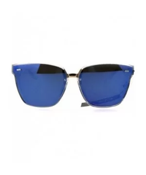 Mens Luxury Designer Fashion Horned Panel Lens Sunglasses - Clear Blue - CN186938DLZ $7.41 Rectangular