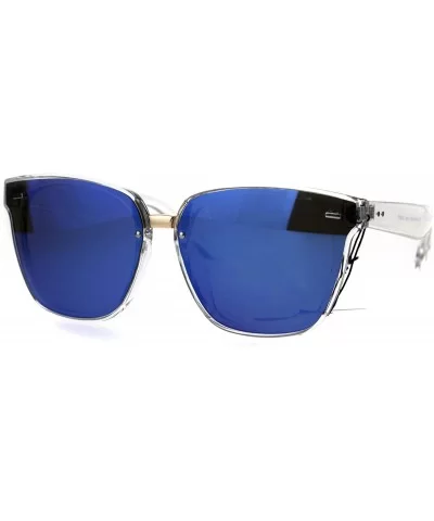 Mens Luxury Designer Fashion Horned Panel Lens Sunglasses - Clear Blue - CN186938DLZ $7.41 Rectangular