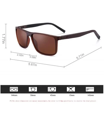 Classic Rectangular TR90 Spring Hinges Polarized Sunglasses Light Weight Eyewear Matte Frame For Men - C118AG4SZZ9 $5.53 Rect...