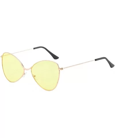 Sunglasses for Men Women Polarized Metal Mirror Semi-Rimless Frame Glasses - Yellow - CH1947WKIRN $4.80 Aviator