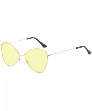 Sunglasses for Men Women Polarized Metal Mirror Semi-Rimless Frame Glasses - Yellow - CH1947WKIRN $4.80 Aviator