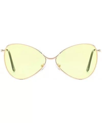 Sunglasses for Men Women Polarized Metal Mirror Semi-Rimless Frame Glasses - Yellow - CH1947WKIRN $4.80 Aviator