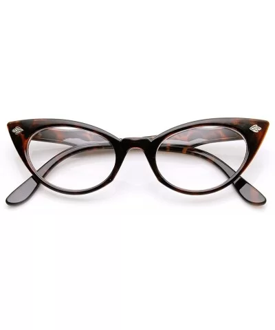 Womens Fashion 60's Era Leaf Accent Clear Lens Cat Eye Glasses (Tortoise) - C411MV627XB $6.07 Cat Eye