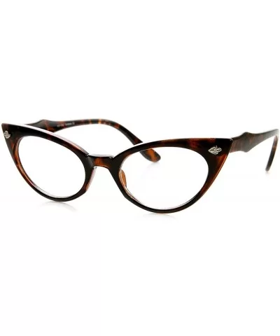 Womens Fashion 60's Era Leaf Accent Clear Lens Cat Eye Glasses (Tortoise) - C411MV627XB $6.07 Cat Eye